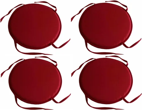 Vista 13 de Womenyiaor Juego de 4 cojines redondos para sillas para interiores y exteriores, con lazos, juego de bistró, almohadillas para sillas de comedor
