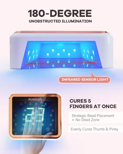 Vista 4 de Lámpara de uñas LED UV recargable profesional, secadora de uñas UV inalámbrica para esmalte de gel con 3 ajustes de temporizador (30/60/90s), sensor