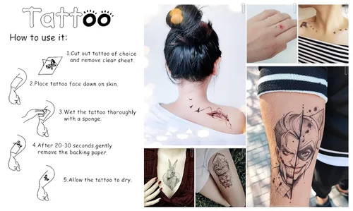 Vista 3 de Red Lips Kiss - Tatuajes temporales impermeables para mujeres y hombres, pegatinas impermeables extraíbles de dibujos animados, diseño 3D