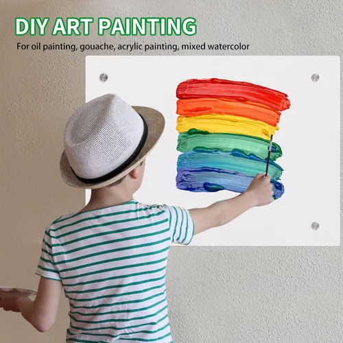 Vista 3 de iCAGY Pizarra blanca acrílica de borrado en seco para pared, pequeña pizarra blanca para oficina, hogar y niños, diseño elegante, fácil instalación