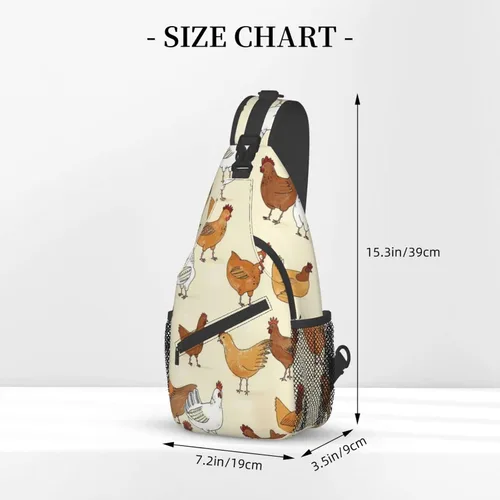 Vista 3 de Bolso cruzado del pecho de la historieta animal impreso Crossbody durable Sling Mochila Casual bolsa de viaje para unisex, Patrón de pollo.