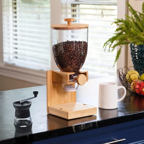 Vista 4 de Honey-Can-Do Dispensador compacto de alimentos secos, contenedor de almacenamiento de aperitivos y control único para encimera o despensa, bambú