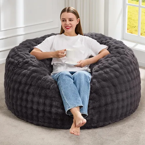 Vista 21 de Hobestluk - Puf para adultos, 5 pies, grande, gigante, de gran tamaño Gris oscuro