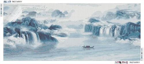 Vista 5 de Instarry Kits de pintura de diamantes 5D para adultos, taladro completo, estilo chino, pintura de paisaje, punto de cruz, decoración de pared