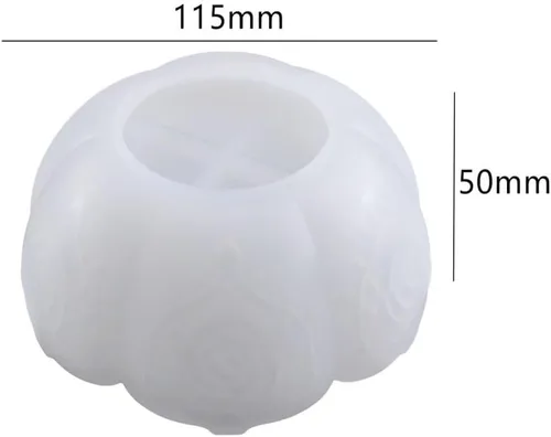 Vista 4 de Molde de fundición de resina de tazón, molde de fundición de resina de silicona para soporte de vela de joyería con forma de flor