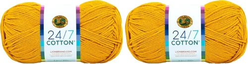 Vista 108 de Lion Brand Yarn - Hilo ligero 24/7 de algodón para tejer, hacer ganchillo y manualidades, Ámbar, paquete de 1 Light Worsted 100% Mercerized Cotton