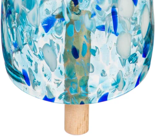 Vista 4 de Evergreen Garden Carillón de viento de vidrio de arte colorido Azul claro Percutor de madera maciza Tono profundo natural 8 pulgadas de alto
