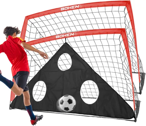 Vista 11 de BOHEN 6x4 FT Kids Soccer Goals with Carry Bag, Portable Folding Soccer Net for Backyard Training, Indoor/Outdoor Use for Youth and Adult