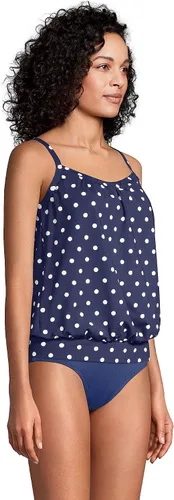 Vista 4 de Lands' End Traje de baño tankini largo resistente al cloro para mujer, con tirantes ajustables