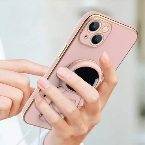 Vista 6 de Funda de astronauta para iPhone 14 iPhone con protector de cámara, TPU suave a prueba de golpes, con soporte de astronauta 2023 (rosa)