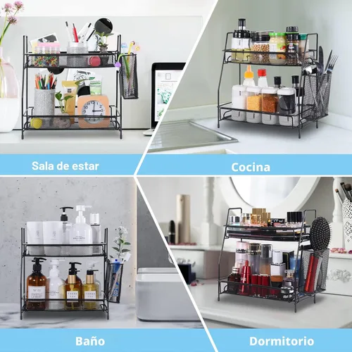 Vista 6 de LEMIKKLE Organizador de encimera de baño de 2 niveles, cuidado de la piel, organizadores de encimera de maquillaje, cocina, almacenamiento