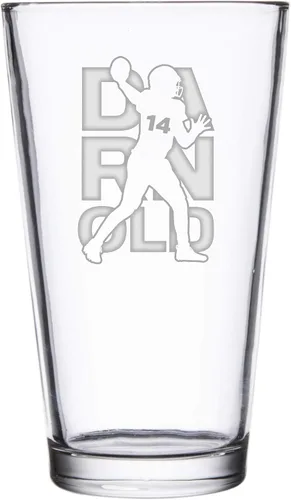 Vista 21 de Hat Shark Jugador atlético deportivo de fútbol – Vasos de pinta grabados con láser para cerveza, jarra de 16 onzas (Allen #17)