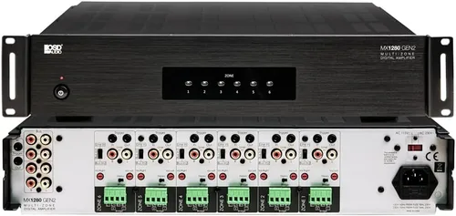 Vista 7 de OSD Audio MX880 GEN2 Amplificador de 4 zonas 8Ch x 80W, Clase D, botones de encendido/apagado del panel frontal, audio distribuido