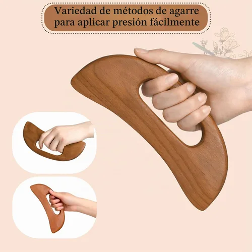 Vista 5 de Masajeador de celulitis de madera, herramienta de guasha corporal, masajeador de drenaje linfático, raspador muscular, herramienta de masaje