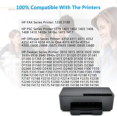 Vista 2 de Paquete de 8 cartuchos de tinta remanufacturados 21XL 22XL de repuesto para HP 21 XL C9351AN 22 XL C9352AN compatible con impresora DeskJet F4180