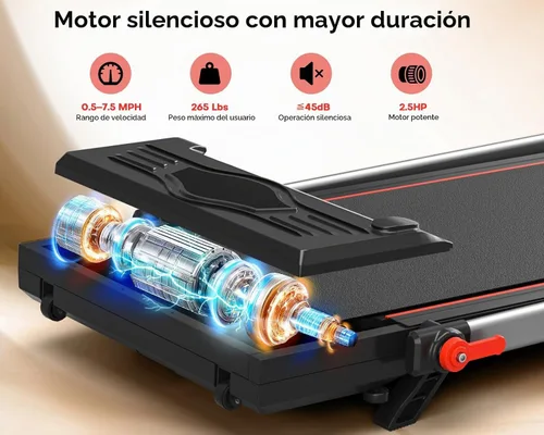 Vista 4 de Wenoker Caminadora para el hogar, almohadilla compacta con mango de seguridad, caminadora de escritorio con pantalla LED, caminar y correr