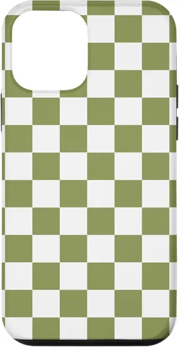 Vista 16 de Funda para iPhone 17 con diseño de cuadros verde oliva estético retro