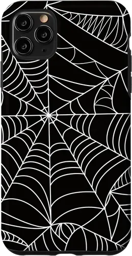 Vista 13 de iPhone 12/12 Pro blanco y negro araña web Único estuche de Halloween de Artsy moderno