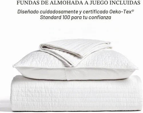 Vista 5 de EVERGRACEHOME - Juego de colcha de tamaño queen de sábana de algodón, colcha de sábana de algodón prelavada con costura de canal, juego de ropa
