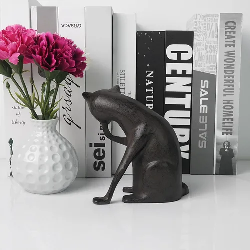 Vista 5 de DreamsEden Estatua de gato de metal para decoración del hogar