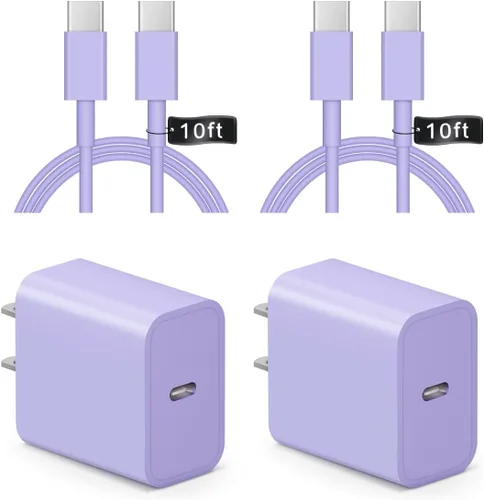 Vista 24 de Cargador para iPhone 17 16 15 de carga rápida - 2 unidades, 20 W, USB C, bloque de carga con cable tipo C de 6 pies compatible con iPhone 17/17