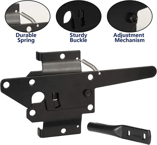 Vista 3 de JIAHOO Pestillo de puerta de montaje en poste para valla de madera, hardware de cierre automático resistente para puerta de piscina/jardín