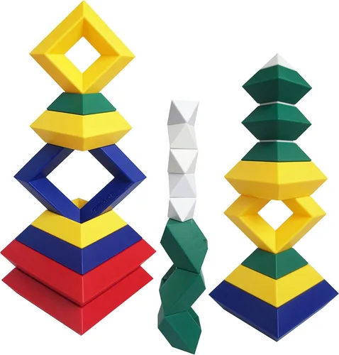 Vista 3 de KUTOI Bloques de construcción de juguetes apilables de pirámides, rompecabezas 3D, rompecabezas para niños y adultos, actividades creativas