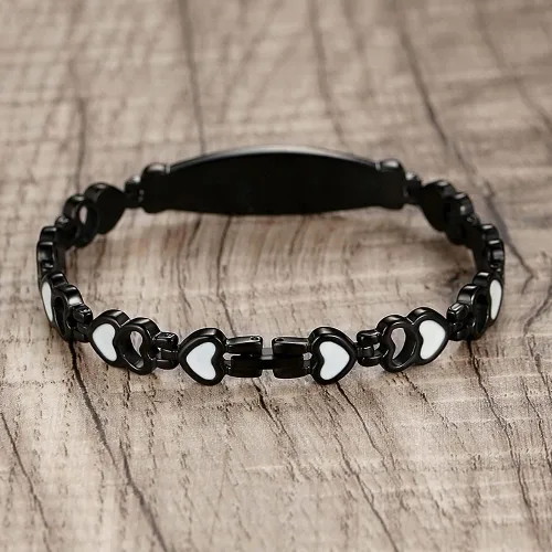 Vista 3 de Pulseras de alerta médica de corazón para mujeres pulseras médicas con grabado personalizable gratuito