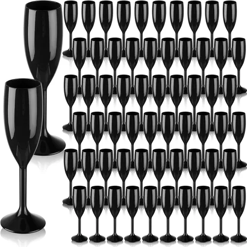 Vista 9 de Domensi 40 copas de champán a granel de 6 onzas, copas de vino de acrílico de Navidad, copas de vino para tostar, copas de champán de plástico