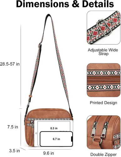 Vista 6 de FADEON Bolsos cruzados para mujer y mochila para laptop Colección Marrón