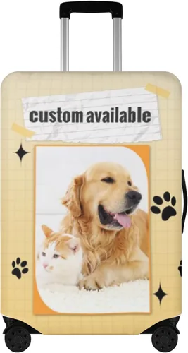 Vista 15 de POPCUSTOMS Funda de equipaje de viaje personalizada, protector de equipaje personalizado para maleta de mascota, funda de equipaje lavable, texto
