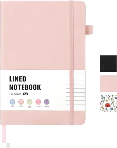 Vista 12 de Thboxes Cuaderno de 80 hojas, cuaderno ejecutivo de tapa dura de 5.7 x 8.3 pulgadas, para estudiantes, trabajadores, mujeres y hombres, bloc de Negro