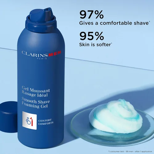 Vista 2 de CLARINS MEN Smooth Shave Foam Gel Gel de afeitado hidratante para hombres Alivia y suaviza Energiza la piel Acondiciona el pelo de la barba