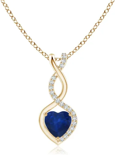 Vista 12 de Angara Heart-Shaped Blue Sapphire Infinity Pendant with Diamond Accents Oro Rosa
