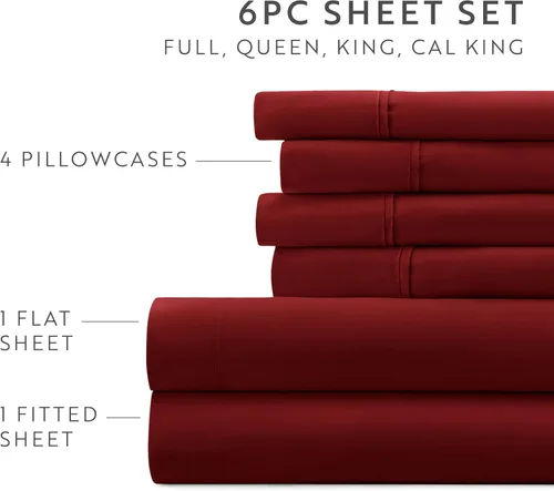 Vista 75 de ienjoy Home Linen Market - Juego de sábanas de 6 piezas, color rubor, tamaño King Blush