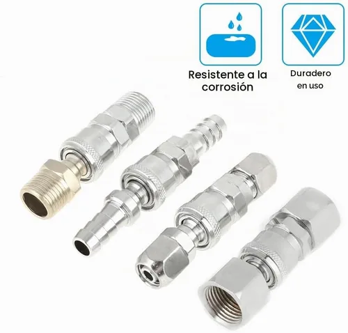 Vista 4 de Conector rápido para manguera de compresor, accesorio de manguera neumática, 8 piezas de conector de manguera, BSP 1/2 pulgada, manguera