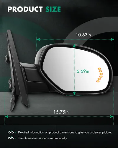 Vista 3 de SCITOO Espejo de visión lateral derecha para Chevy 2007-2013 para GMC Avalanche Silverado 1500 Suburban 1500 2500 señal de giro calentada manual