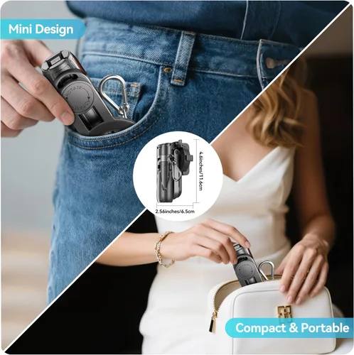 Vista 5 de Magsafe - Trípode para iPhone/Android, ultra portátil, con control remoto recargable y anillo de metal, trípode desmontable extensible para teléfono