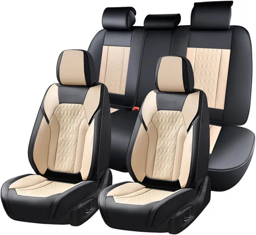 Vista 27 de FLORICH Fundas de asiento, juego completo de fundas de asiento de automóvil, fundas de asiento de cuero de napa de lujo, transpirables e marrón