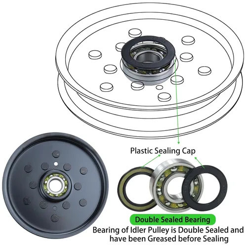 Vista 6 de AUC16698 Polea tensora para John Deere Z225 Z425 Z445 265 345 2-1 Paquete