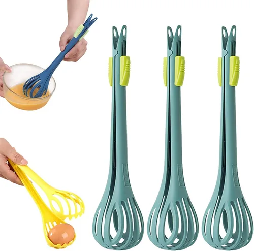 Vista 10 de Clip de comida 2 en 1 y batidor de huevos, batidor de huevos multifunción 2023, licuadora manual de clip de pan, clip de pan de plástico de mano