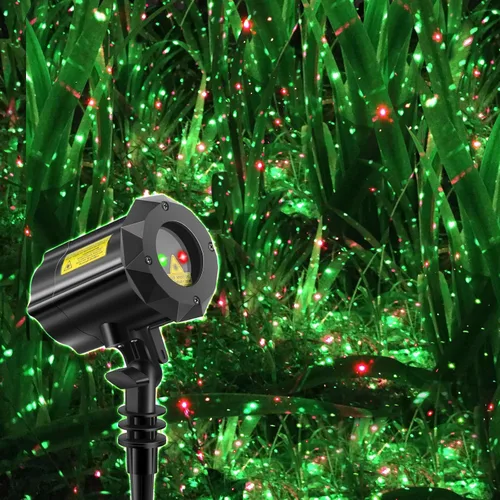 Vista 7 de Luces de Jardín al Aire Libre, Proyector de Luz Láser Navideño Estrella en Movimiento (Azul Rojo Verde)