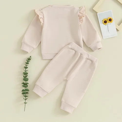 Vista 4 de Daddys Girl Toddler Baby Clothes Sweatshirt Pullover Top Jogger Pants Fall Winter Infant 2pcs Outfits