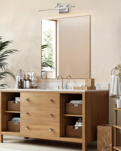 Vista 9 de VONLUCE Luz LED de Tocador de Baño de 24", Luces LED Modernas de Tocador 3CCT con Cabezal Giratorio de 360° y Brazo Oscilante, Lámpara de Baño