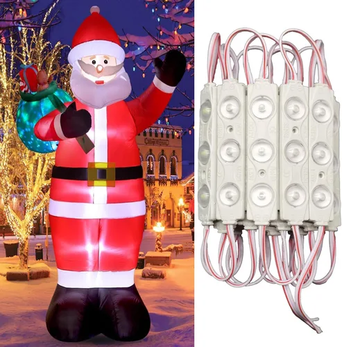 Vista 4 de Erudite 20 luces de repuesto para inflables DC12V luces LED inflables blancas con 3 LED autoadhesivos, inflables de vacaciones en el patio