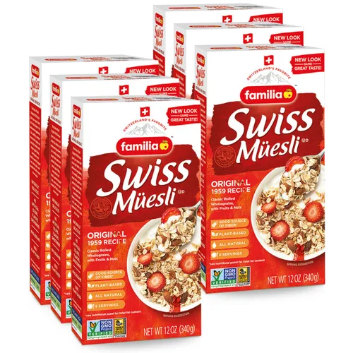 Vista 7 de Familia Cereal suizo Muesli, receta original con frutas y nueces, disfruta de avena caliente, fría o durante la noche, 12 onzas (paquete de 1)