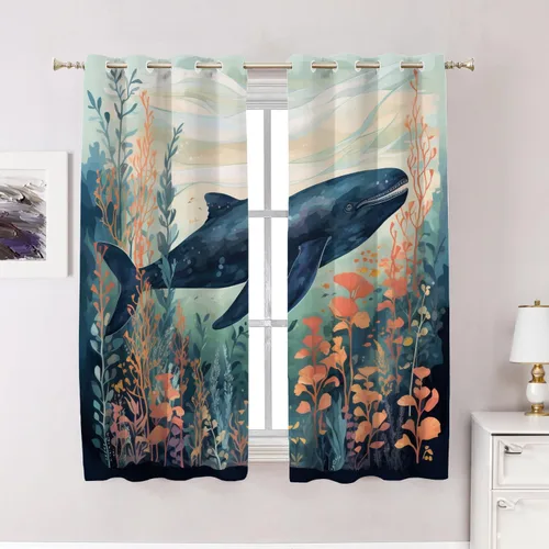 Vista 73 de Cortinas geométricas de cocina para ventanas, color negro, blanco, turquesa, cenefas opacas de poliéster multicapa para cocina, paquete de 2