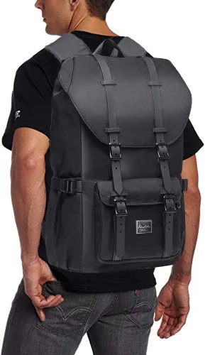 Vista 6 de KAUKKO Mochila de viaje para laptop, mochila al aire libre, mochila causal para 15.6 pulgadas (nailon negro)