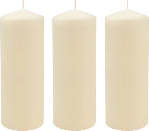 Vista 14 de Stonebriar Paquete de 3 Velas Pilares Altas de 3 x 3 Pulgadas de Cera de Marfil Sin Perfume con 18 Horas de Combustión