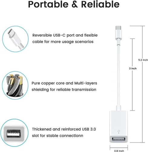 Vista 7 de Adaptador USB C a USB [2 unidades], tipo C macho a USB 3.0 hembra OTG Cable Thunderbolt3 a USB adaptador Conveter compatible con MacBook Pro/Air